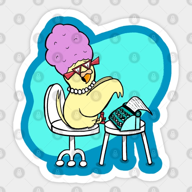 Funny Retro Typewriter Budgie Sticker by Hallo Molly